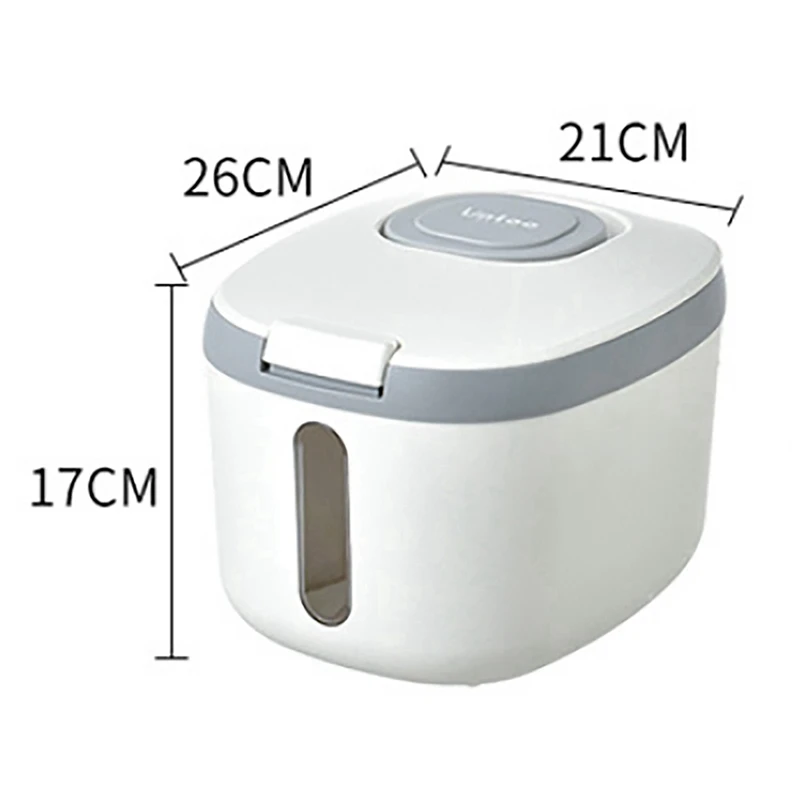 2X 5Kg Rice Bucket Sealed Rice Dispenser Insect Moisture Proof Sealed Rice Storage Container Grain Storage Box Grey