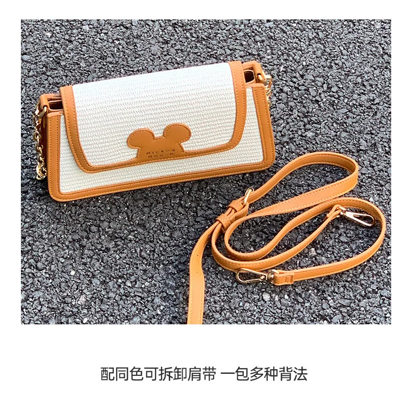 Disney-monederos y bolsos de mano de gran capacidad para mujer, bolso de hombro cruzado Kawaii de Mickey Mouse, estuche de Anime, billetera linda