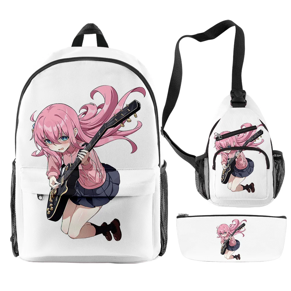 Harajuku Popular Funny Bocchi the Rock Anime 3D Print 3pcs/Set pupil School Bags Travel Laptop Backpack Chest Bag Pencil Case