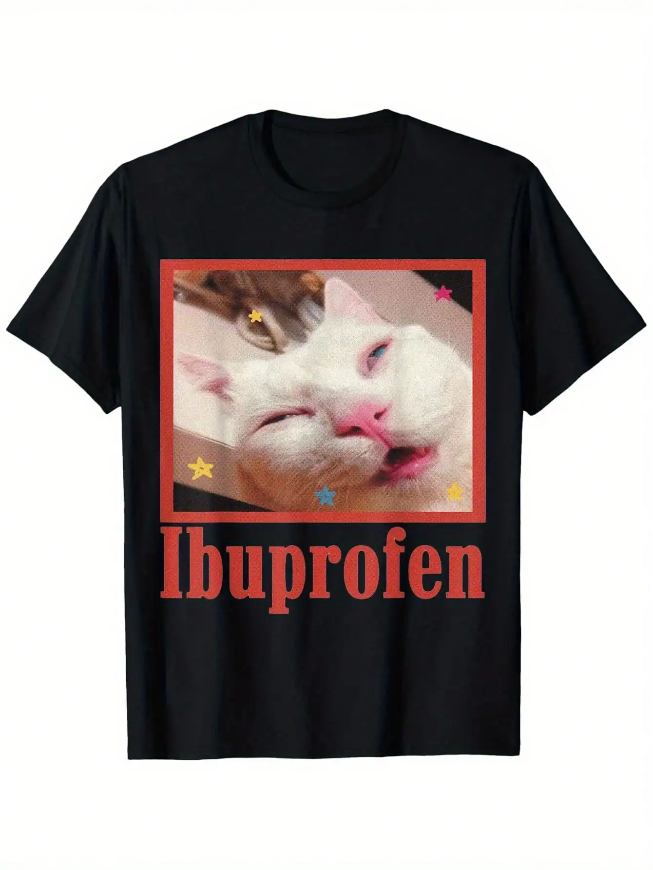 Ibuprofen Cat Meme T-Shirt, 100 % Baumwolle, lustige Katzen-Themen-Stil, T-Shirts für Männer und Frauen, Geschenk, Freunde, Vater, Party, Mutter, 200 g, Tops, T-Shirts