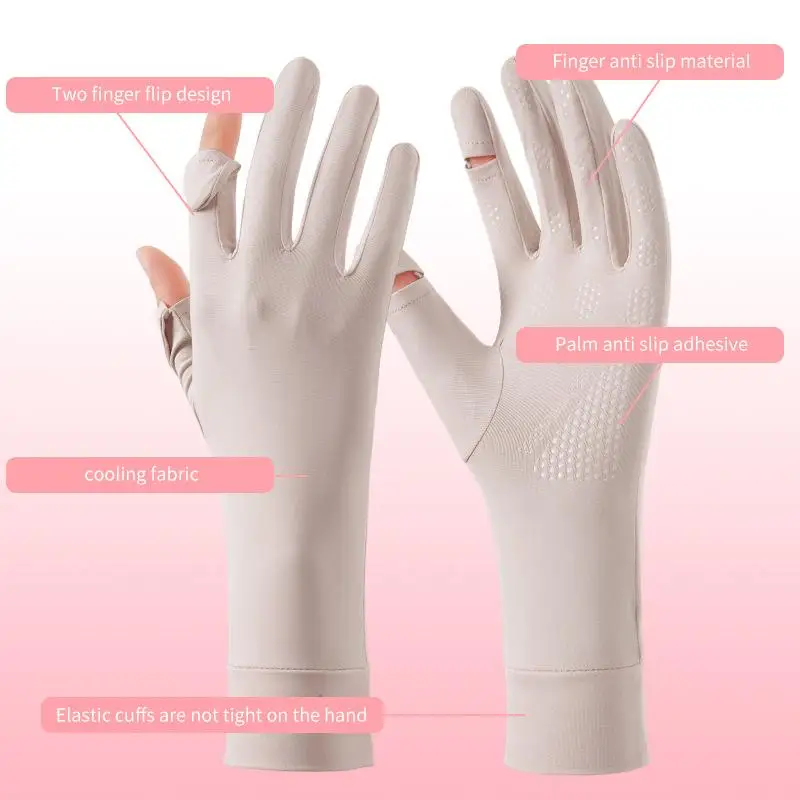 Ice Silk Riding Gloves Summer Full Finger Thin Design for Sun Protection and Touch Screen