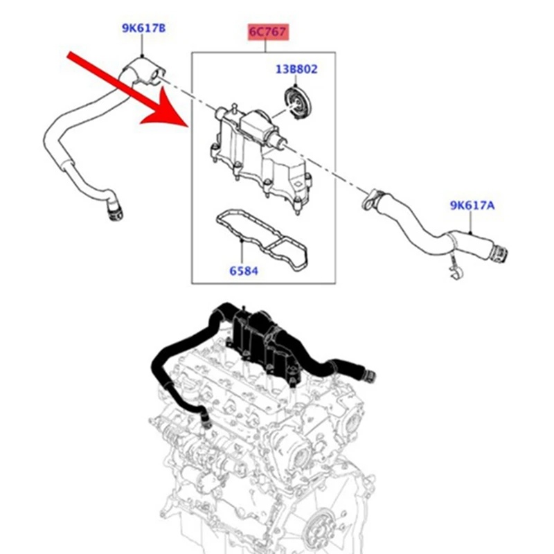 LR110464 Car Cylinder Head Cover For Land Rover Range Rover Evoque Discovery 2.0