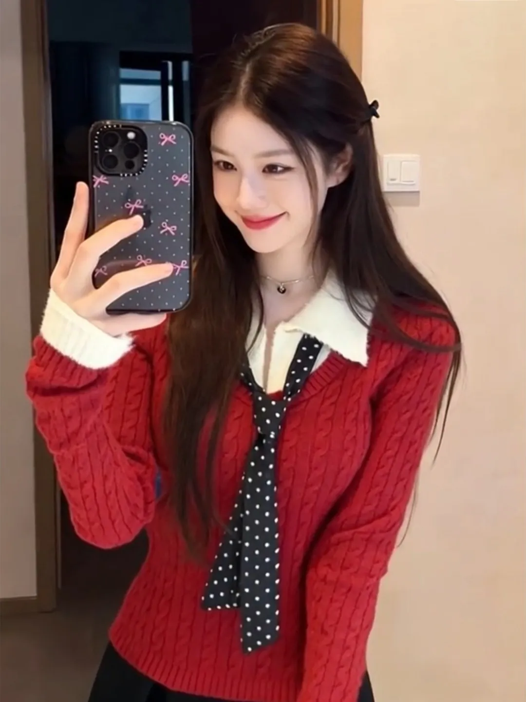 Rouge Ne tricoté pull femme automne hiver ort Sve Long Sve vêtements intérieurs coupe ajustée Faionable petit haut