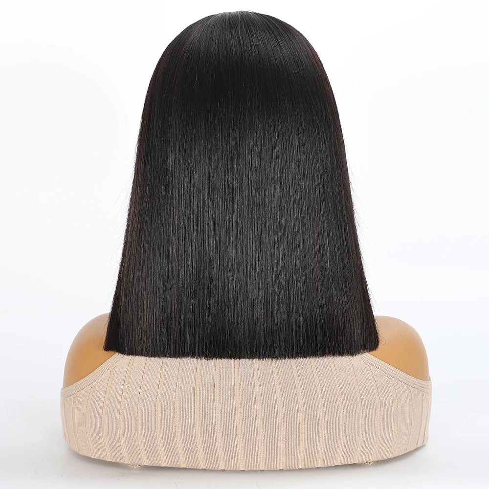 300% الكثافة سوبر مزدوجة تعادل مستقيم 2X6 الدانتيل أمامي بوب الباروكات شعر الإنسان الطبيعي الأسود 5X5 13X4 HD الدانتيل شعر مستعار أمامي #2