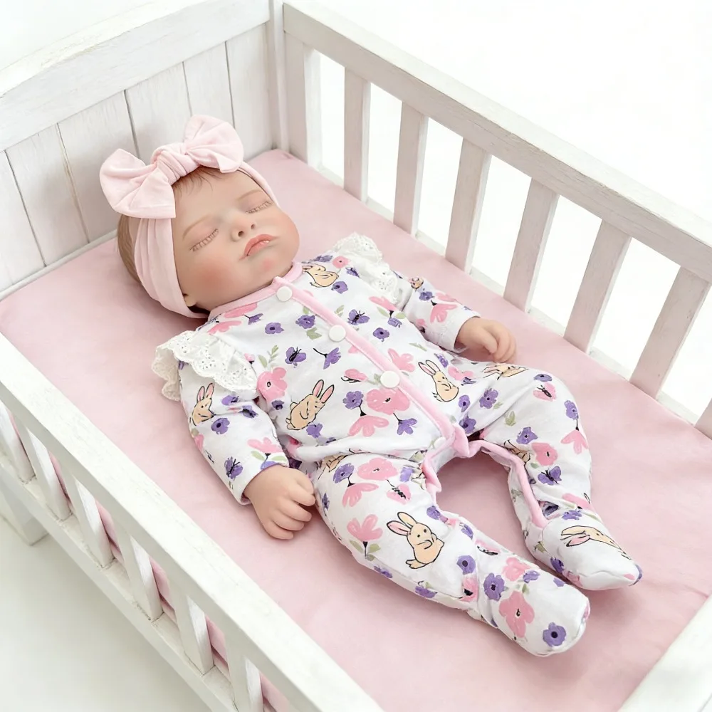 45CM Vollvinyl Reborn Baby Puppe Rosalie Neugeborenes Mädchen Handbemalte 3D-Haut mit Sichtbaren Venen Bonecas Bebes Reborn