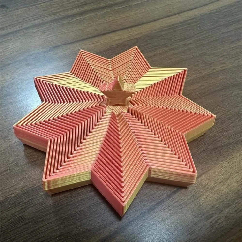 Spiral Octagonal Christmas Tree Spiral Stretching 3D Printed Fractal Fidget Star Model Funny Relaxation Visual Illusion Hexagon