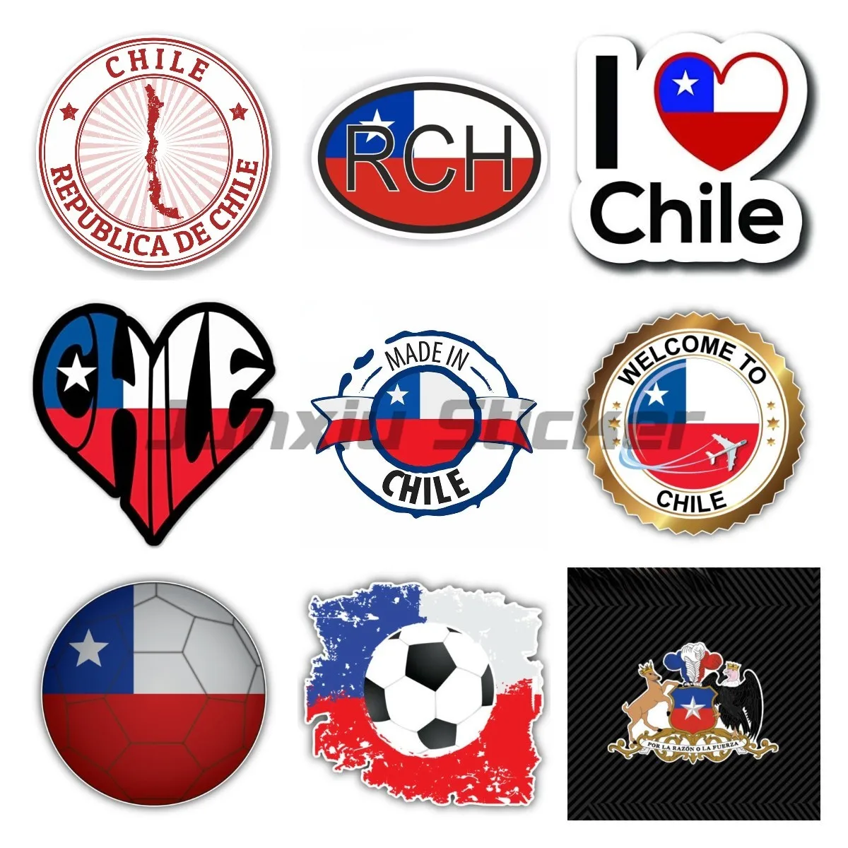 Chile Country Flag Sticker for Cars, Laptop, Boat, for Wall Door Window Helmet Car Stickers