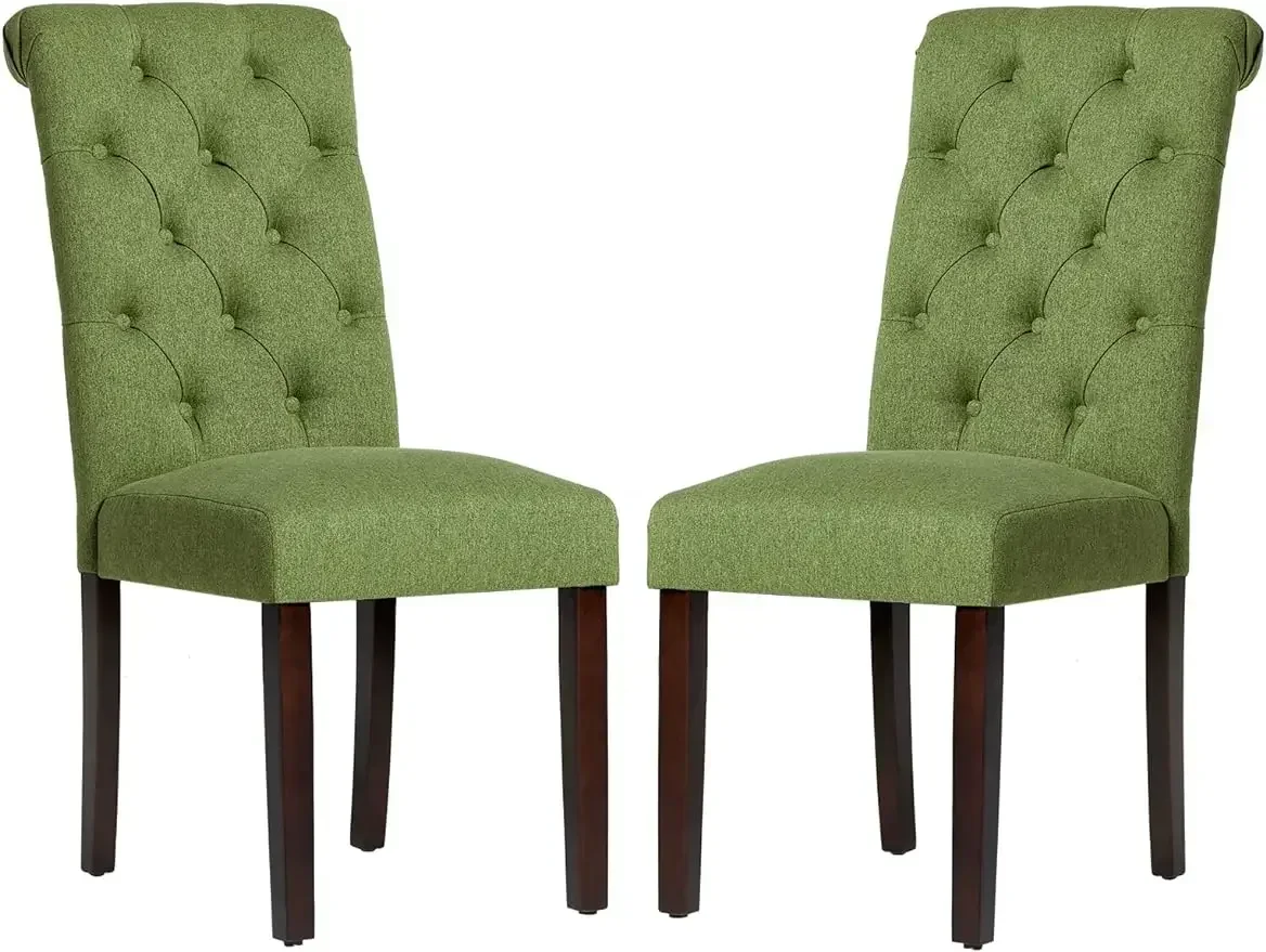 COLAMY Tufted Dining Chairs Set of 2, Accent Parsons Diner Chairs Upholstered Fabric Dining Room Chairs Side Chair Stylish