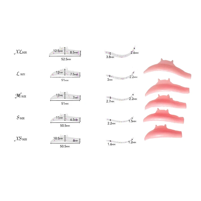 5 Pairs Horn Shape Silicone Eyelash Perming Pad Lashes Rods Shield Lifting 3D Eyelash Curler Accessories Applicator Makeup Tool