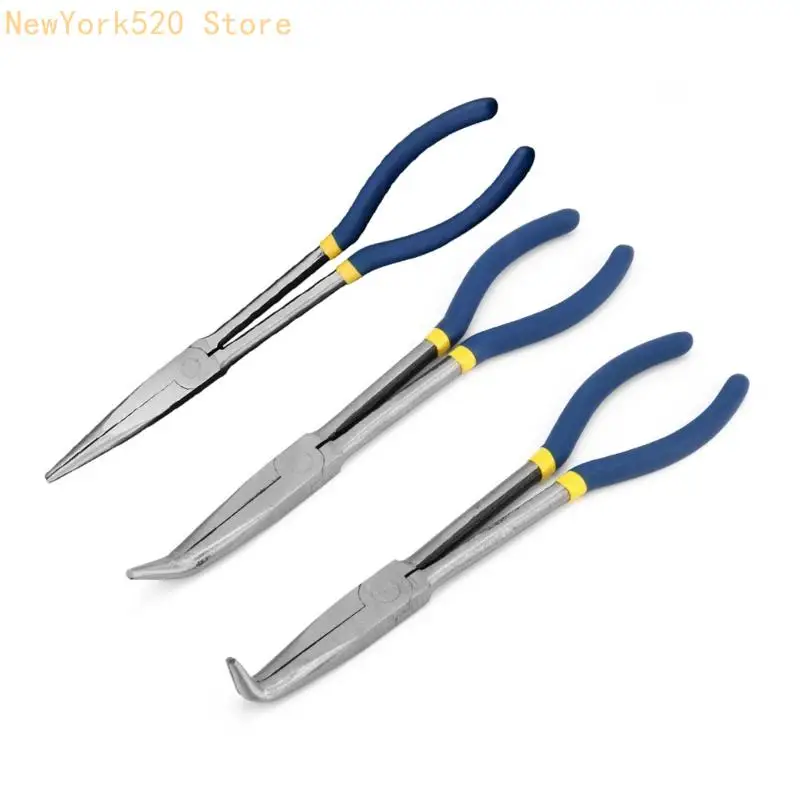 

0/45/90 Degree Ergonomic Extended Long Nose Pliers Straight Bent Tip Mechanic Equipment Hand Tool with Ergonomic Handle N84C