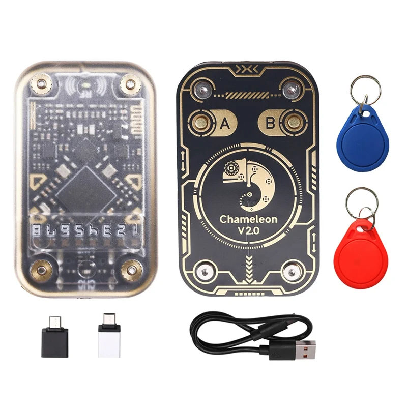 【RECOMENDAR】Chameleon V2.0 125 кГц 13,56 МГц NFC Дубликатор RFID Считыватель смарт-чипов Эмулятор UID/CUID Декодирование карт + брелок