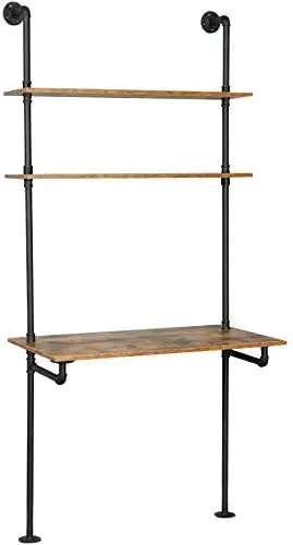 

Wall Mount Desk, Ladder Desk, Shelf Desk, Industrial Desk, Wall Table, Computer Laptop Desk With Shelves, Industrial Bookcase
