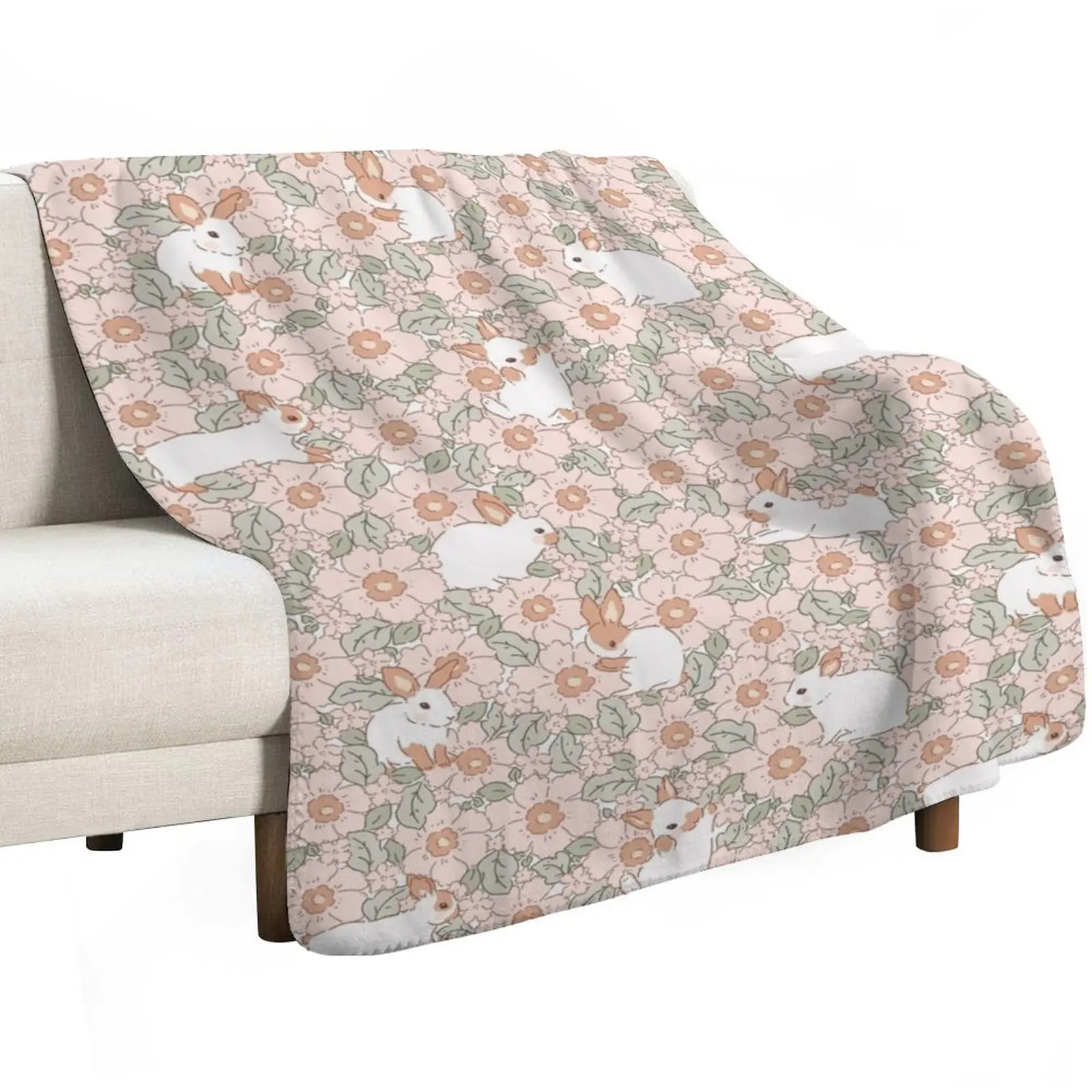 Cute Bunnies Easter Pattern Rabbit Throw Blanket Hairy Blankets For Sofas Loose Summer Beddings Baby sofa bed Blankets
