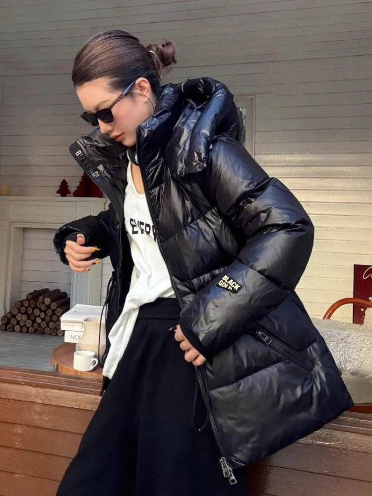 2025年新作 レディース パーカー 冬用 ハイウエスト スリム 90% ホワイトダックダウン パファージャケット フード付き ゆったり 厚手 暖かい オーバーコート
