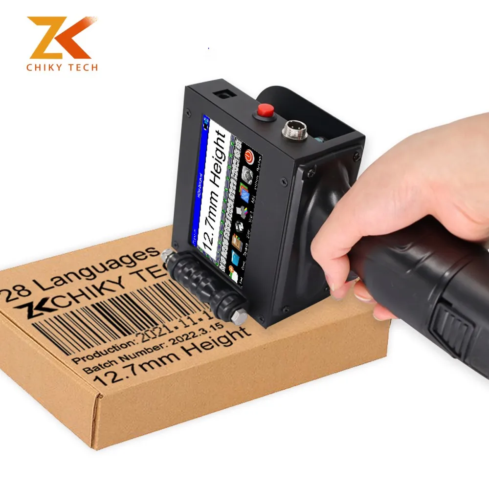 Imagem -02 - Chiky-pistola Impressora a Jato de Tinta Portátil Zk1680 Atualizada em Qualquer Superfície 168 v 600dpi 127 mm Portátil Logotipo Inteligente Secagem Rápida