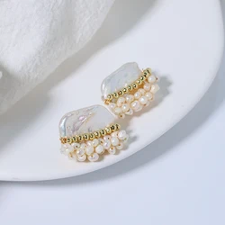 Natural Freshwater Baroque Pearl Earrings Korean Style Women Luxury Jewelry Fashion Ladies and Girls Gift GE1586