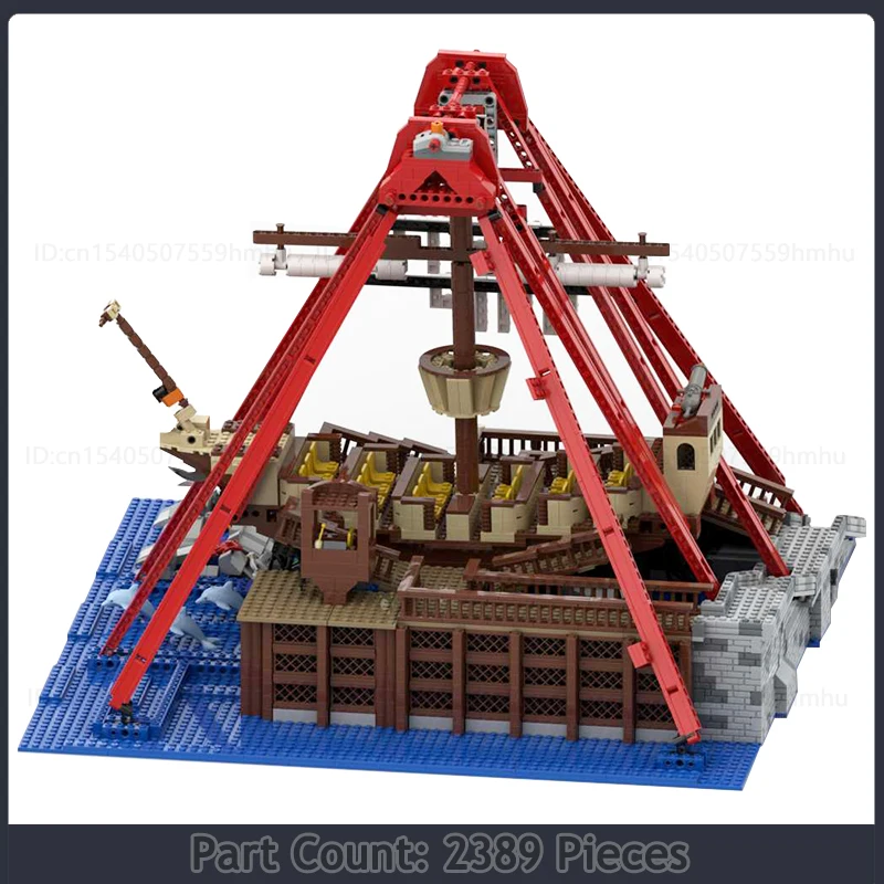 GBC Module Theme Park Pirate Ship Ride MOC Building Blocks Motor Machine Technology Bricks Puzzle Collection Toys Creative Gifts