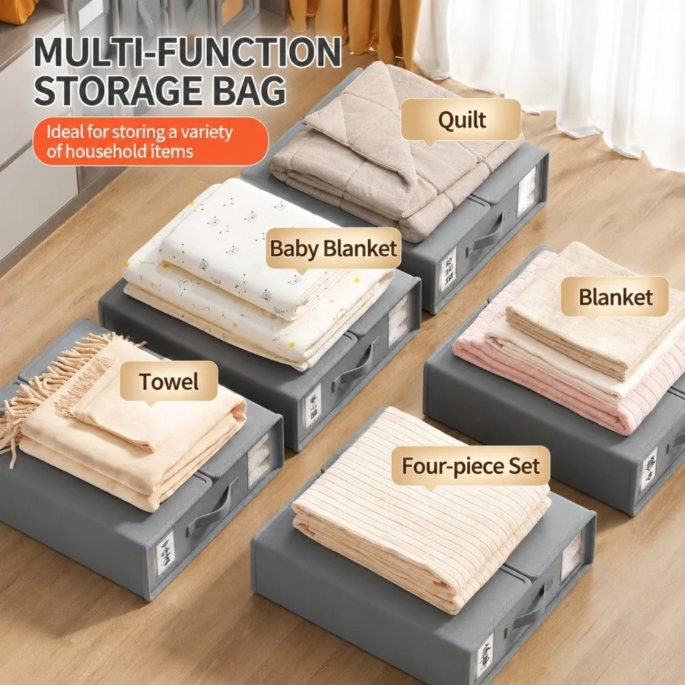 With Zipper Sheet Set Storage Box Solid Color Foldable Bed Sheet Organizer Box Non-Woven Duvet Cover Storage Box