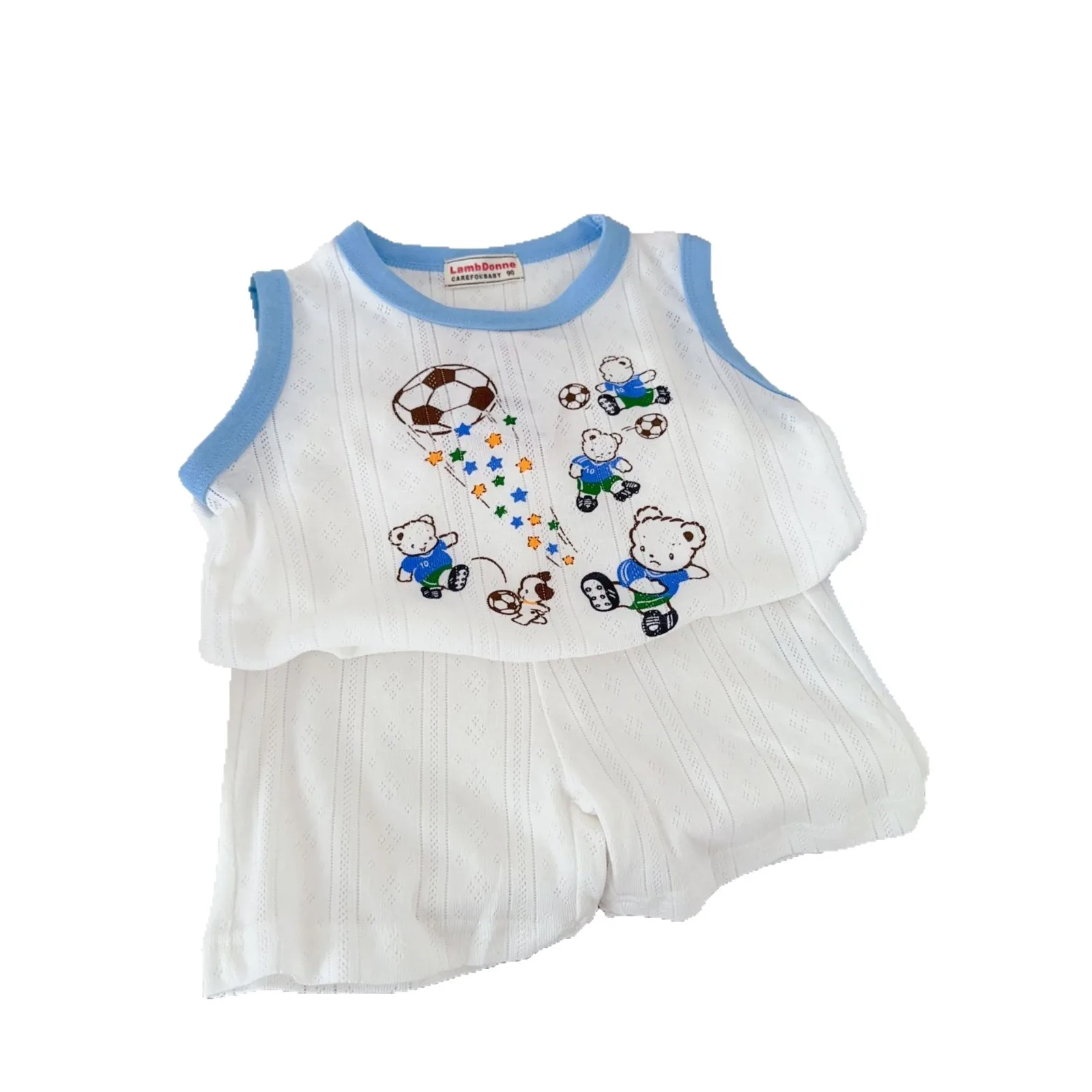 

Children's Home Clothing Set 2025 Summer Edition Men's and Women's Pajamas Small and Medium sized Children's Mesh Short sleeved