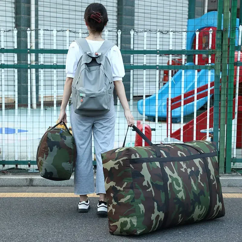 Camouflage Luggage Moving House Big Bag Thick Waterproof Oxford Cloth Moving Artifact Large Woven Storage Men's Travel bags 180L