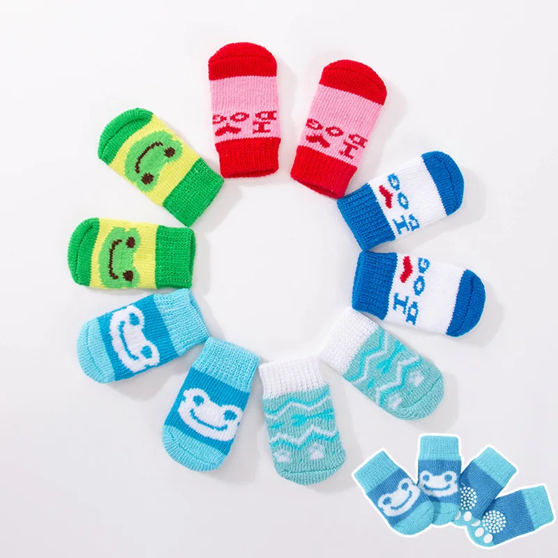 Winter Soft Warm Dog Socks Colorful Pet Cute Cat Shoes Knit Socks Pet Socks For Puppy Dog Anti Slip Breathable Sock Pet Supplies