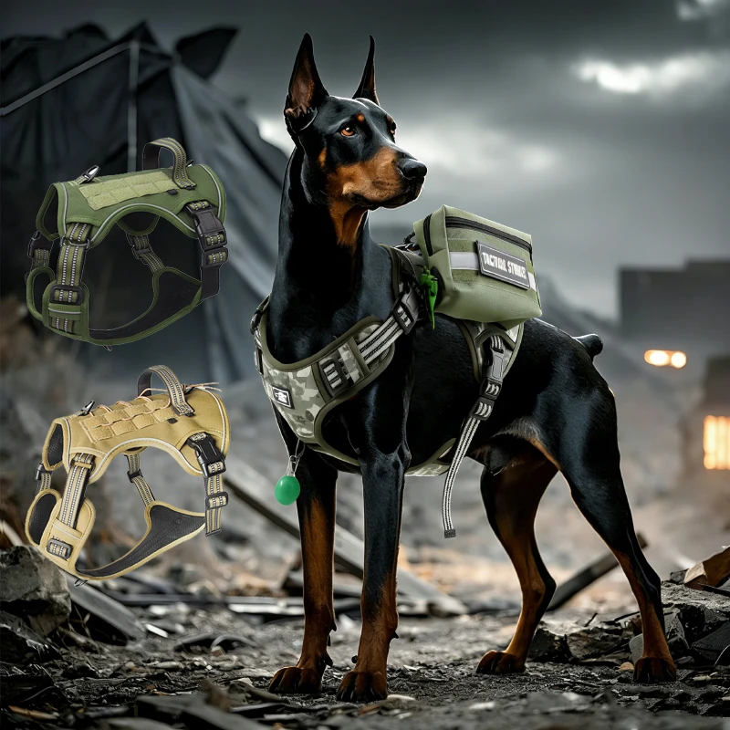 

Heavy Duty Tactical Harness for Large Dogs Tactical Military Vest Multi-Functional Adjustable Pet Explosion Proof Training Vest