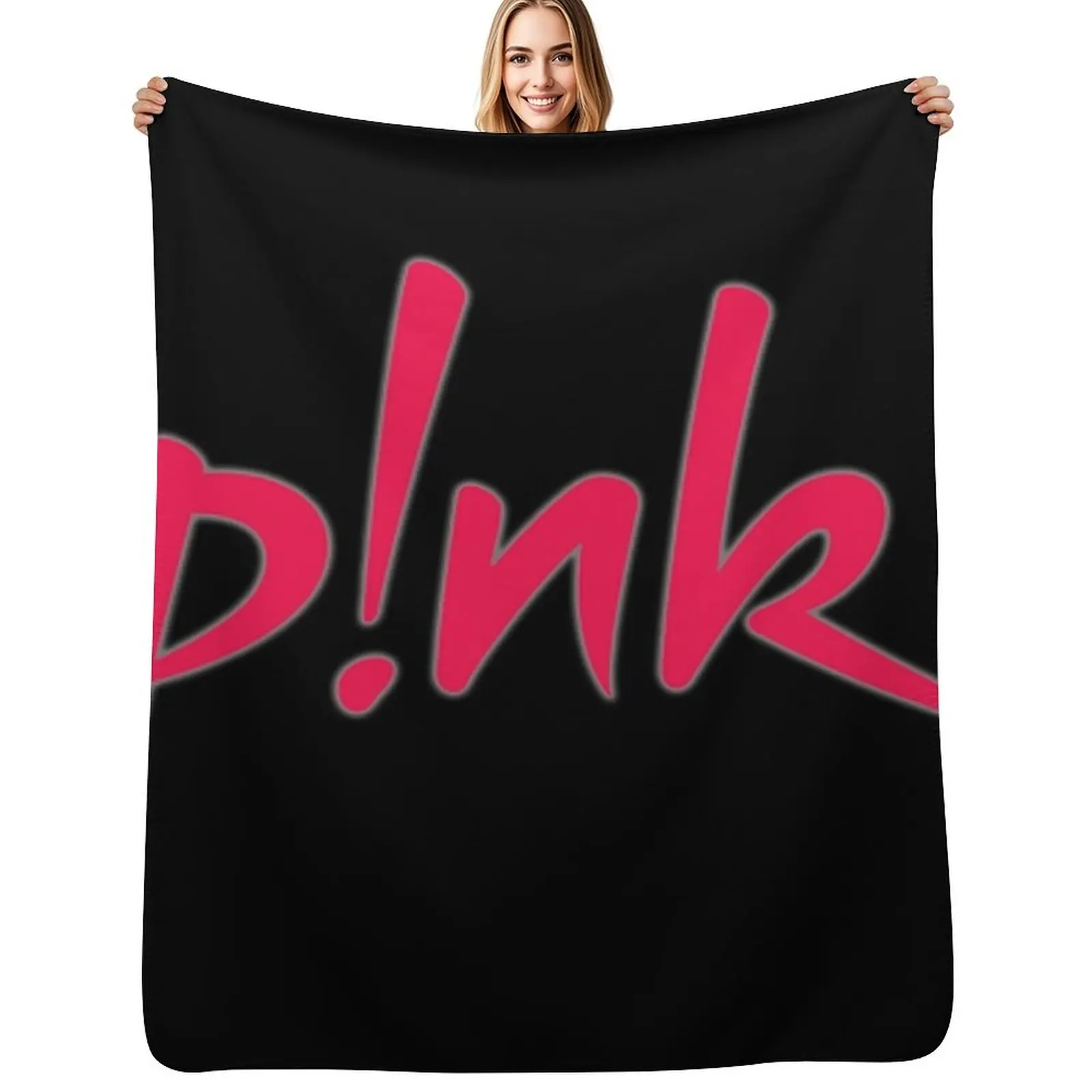 lettering coloured in black P!nk,pink,P!nk,pink Throw Blanket decorative manga Sofas Camping anime Blankets