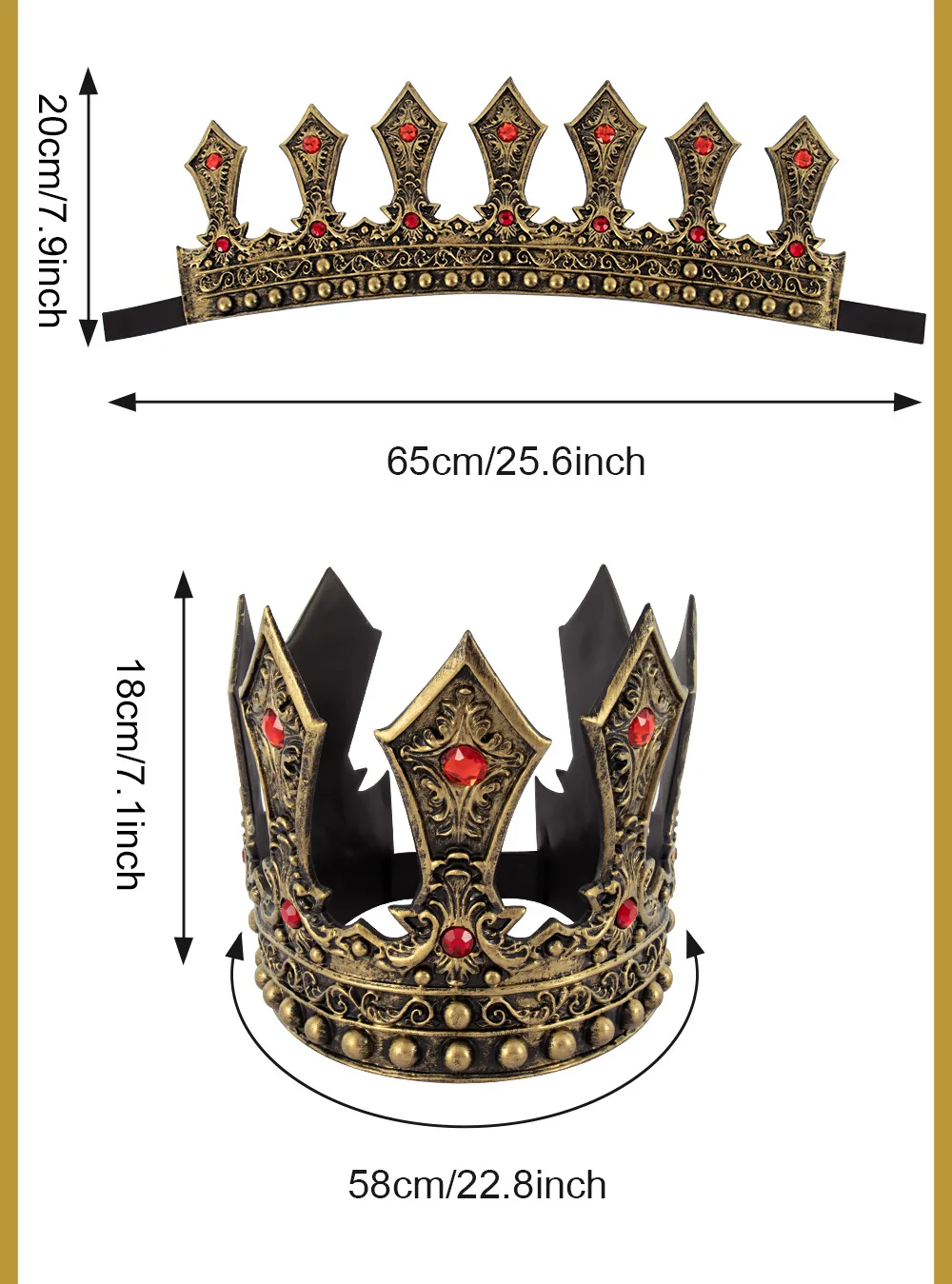 Königliche Kronen Cosplay König Königin Kronen Prinzessin Tiara Halloween Party Kostüme Zubehör Weihnachten Maskerade Kopfbedeckung Kostüm – Detail 5