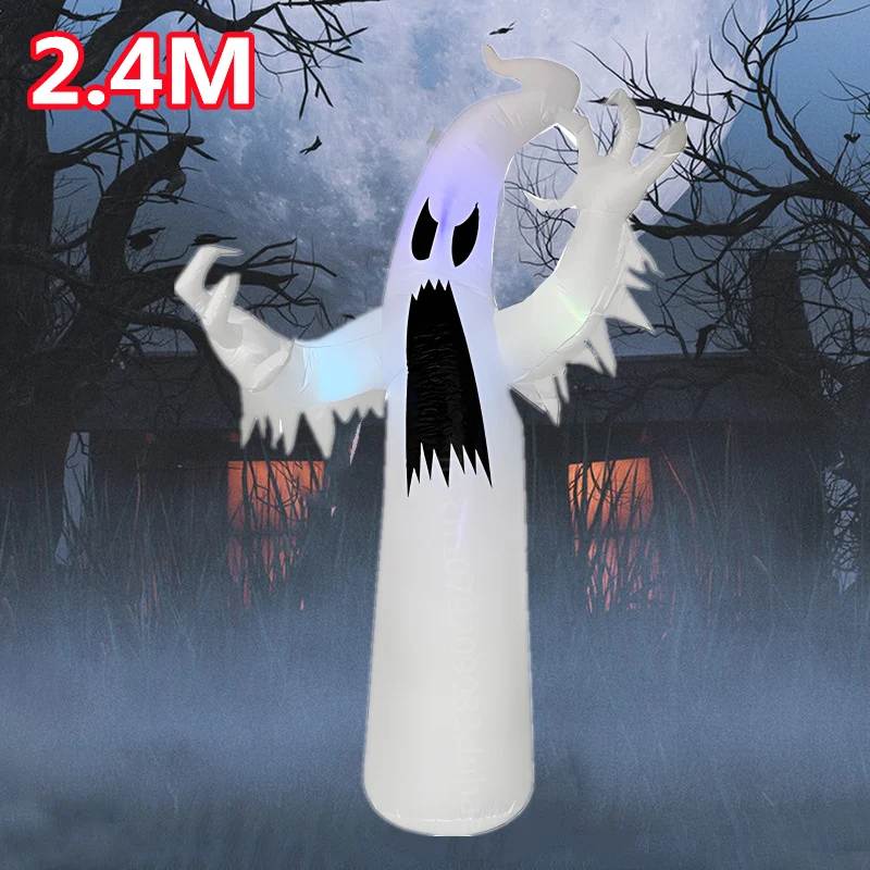 2.4M Halloween nadmuchiwany model ducha z LED impreza z okazji Halloween straszna dekoracja wisząca dekoracja nadmuchiwany model na zewnątrz podwórka