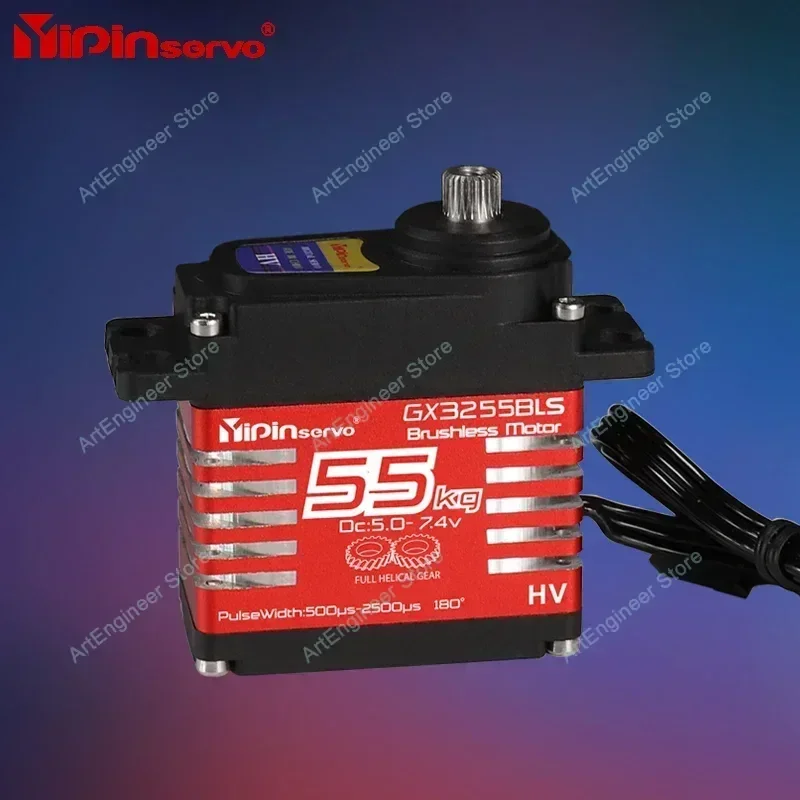 Servo Industrial sin escobillas de 55KG, engranaje helicoidal de acero resistente al agua IP68, inducto magnético de 7,4 V para modelos RC de alta resistencia, escala 1/8 1/10