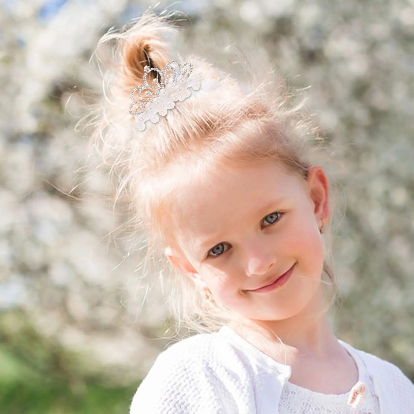 

3 Pcs Beaded Children's Tiara Hair Ties Pearl Scrunchies Rhinestones Ponytail Cuff