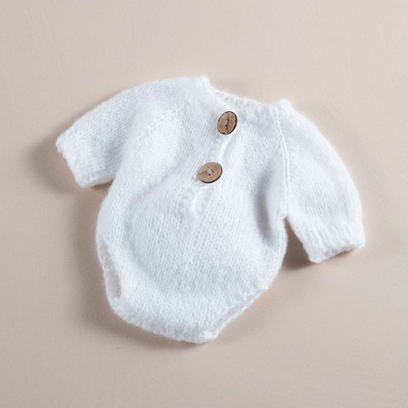 1 Set Knitted Baby Hat Romper Set Newborn Photography Props Outfit Infants Photo Clothing