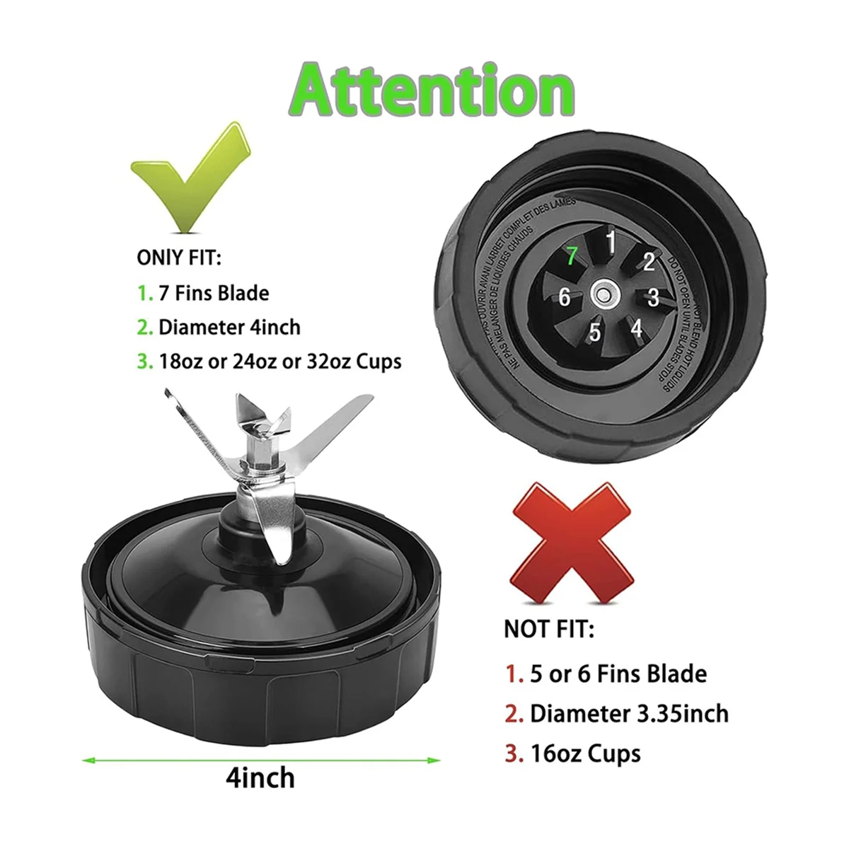 7 Fins เครื่องปั่นใบมีดสําหรับ Ninja BN401 BN751 BN801 BL450-30 BL480-30, สําหรับ Ninja Blender เปลี่ยนชิ้นส่วน