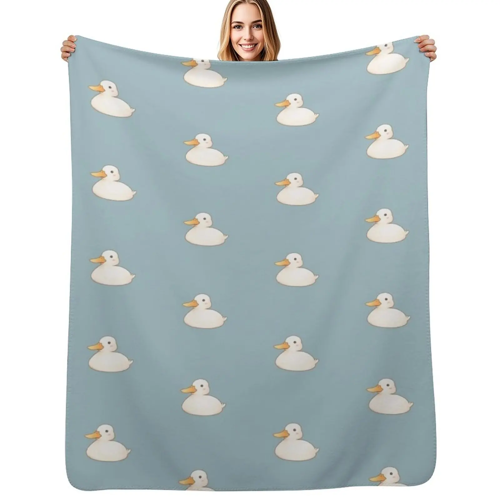 Cute White Duck Throw Blanket Ultra Soft Flannel Fleece Blanket for All Seasons