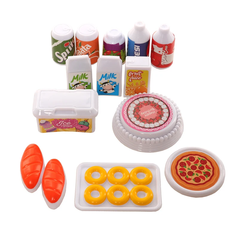 Gute Qualität 43 Teile/satz Puppenhaus Miniatur Essen Küchenset Platte Piazz für Puppenzubehör für 11,5 Zoll Puppe Kinderspielzeug