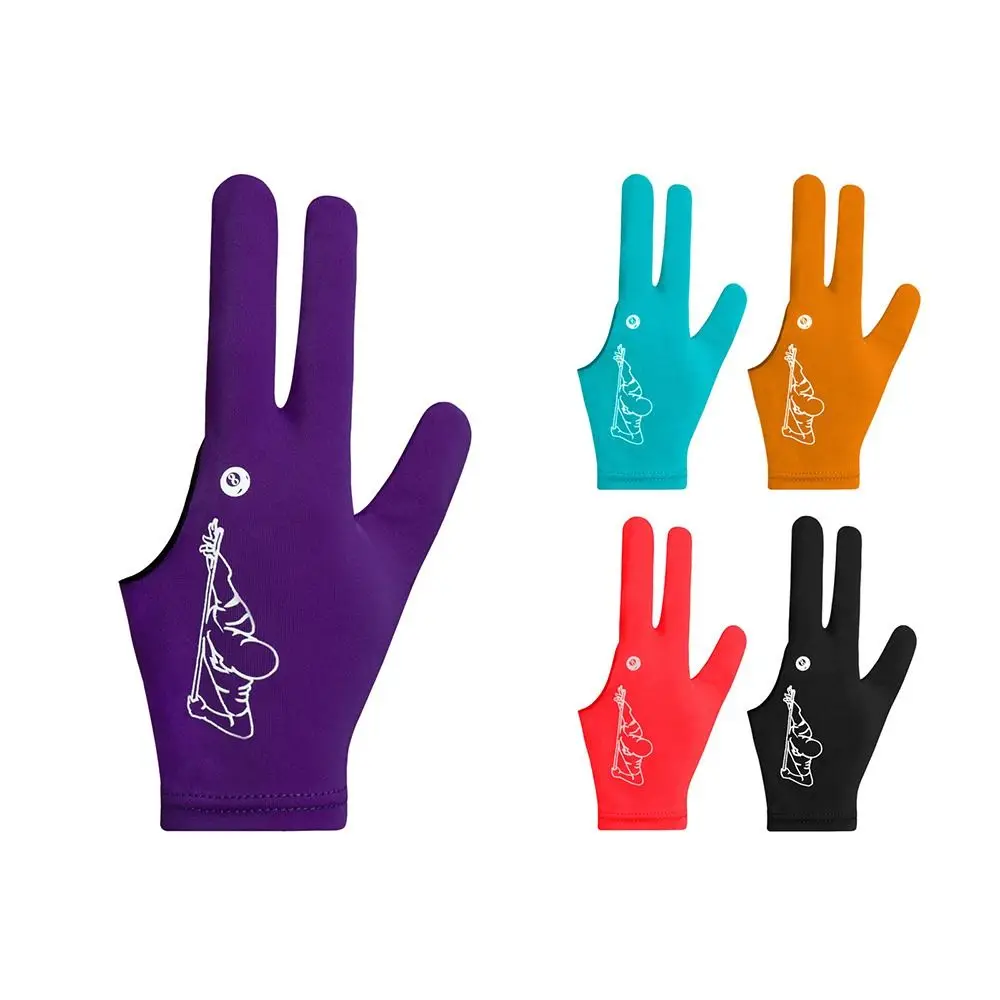 1 قطعة قفاز البلياردو المرن عدم الانزلاق تنفس ثلاثة أصابع قفاز مقاومة للاهتراء السنوكر البلياردو قفاز البلياردو اكسسوارات