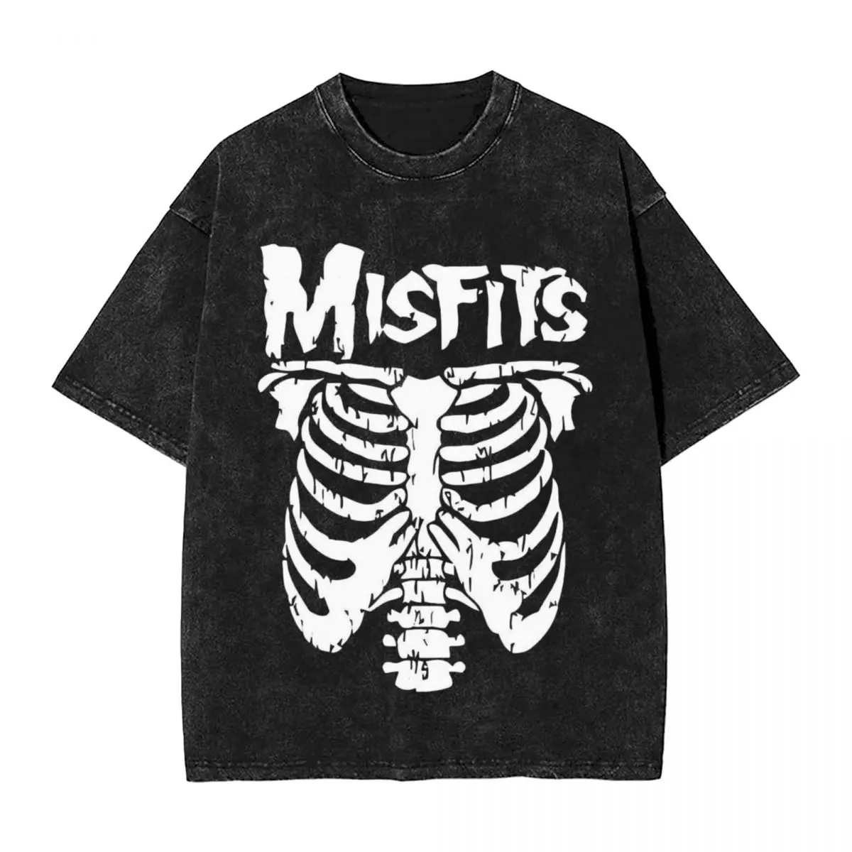 

Misfits Skull woman Men Washed T-Shirt Hot stamping Print Tees,Harajuku Cotton Tshirt Men's Summer Short Sleeve Tees