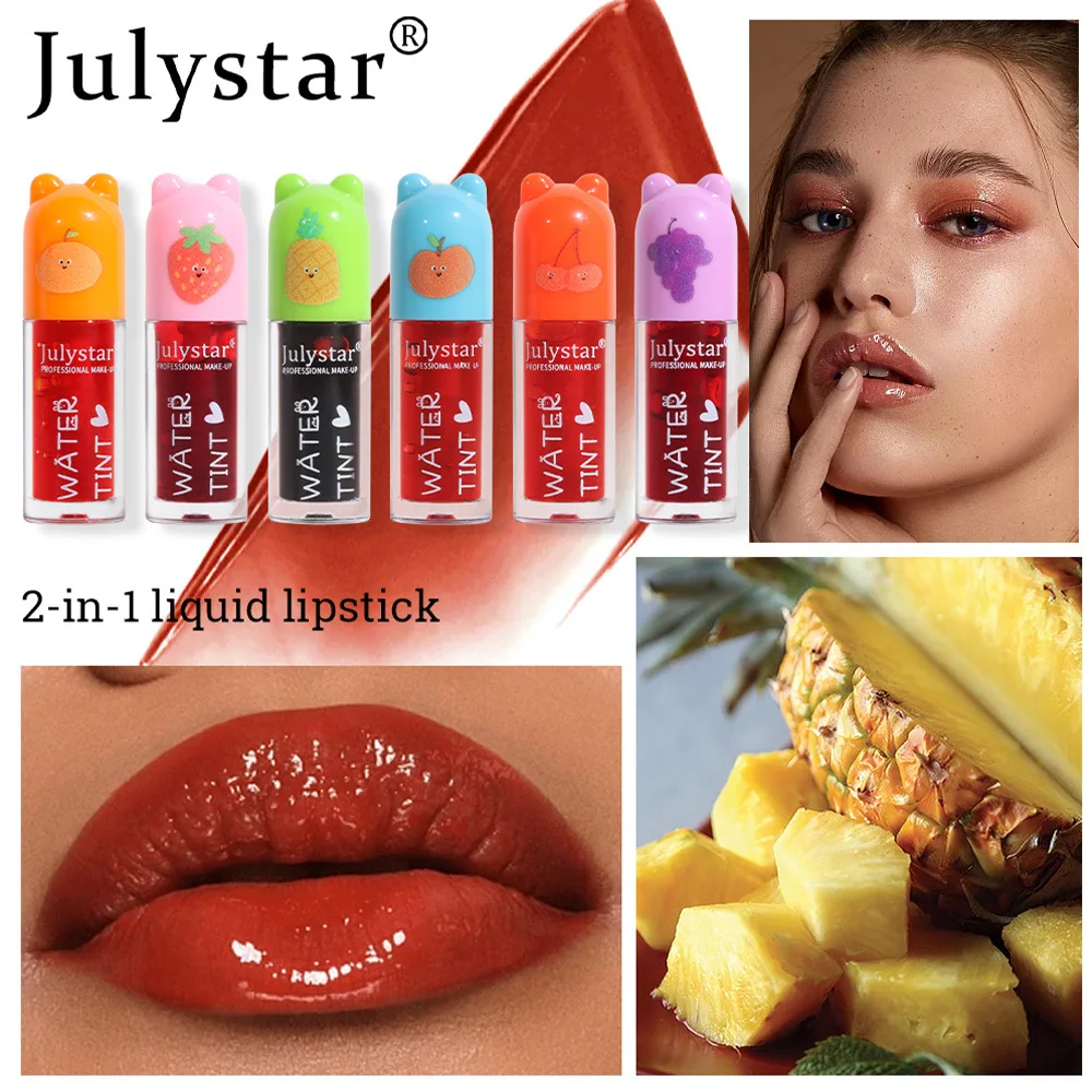 Julystar 6 colours easy to colour nourishing lip dye lasting waterproof lip lipstick water non-stick lip glaze