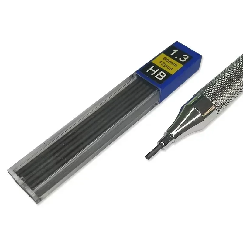 Lápiz de plomo mecánico HB, recambio de lápiz automático, suministros de dibujo de bocetos de arte escolar, 0,5/0,7/0,9/1,3mm, 6 unidades por lote