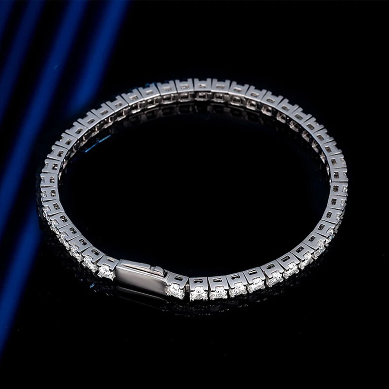 EWYA Echt GRA Zertifiziert D Farbe 3mm 0,1CT Volle Moissanit Tennis Armband Für Frauen S925 Silber Diamant 14-23cm Link Armbänder