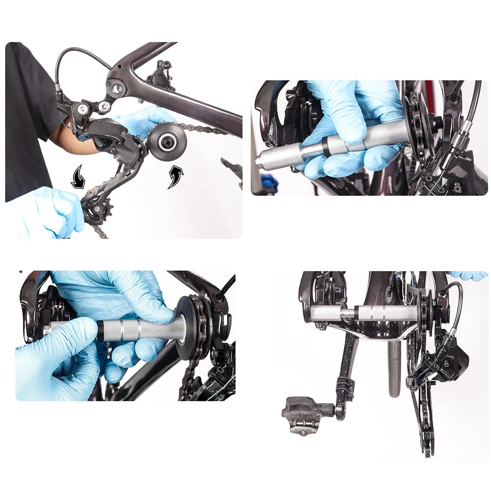 من خلال أداة المحور لحارس سلسلة الدراجة لتنظيف وفحص حماية Derailleur الخلفية وحماية نقل حاجز الفرجار