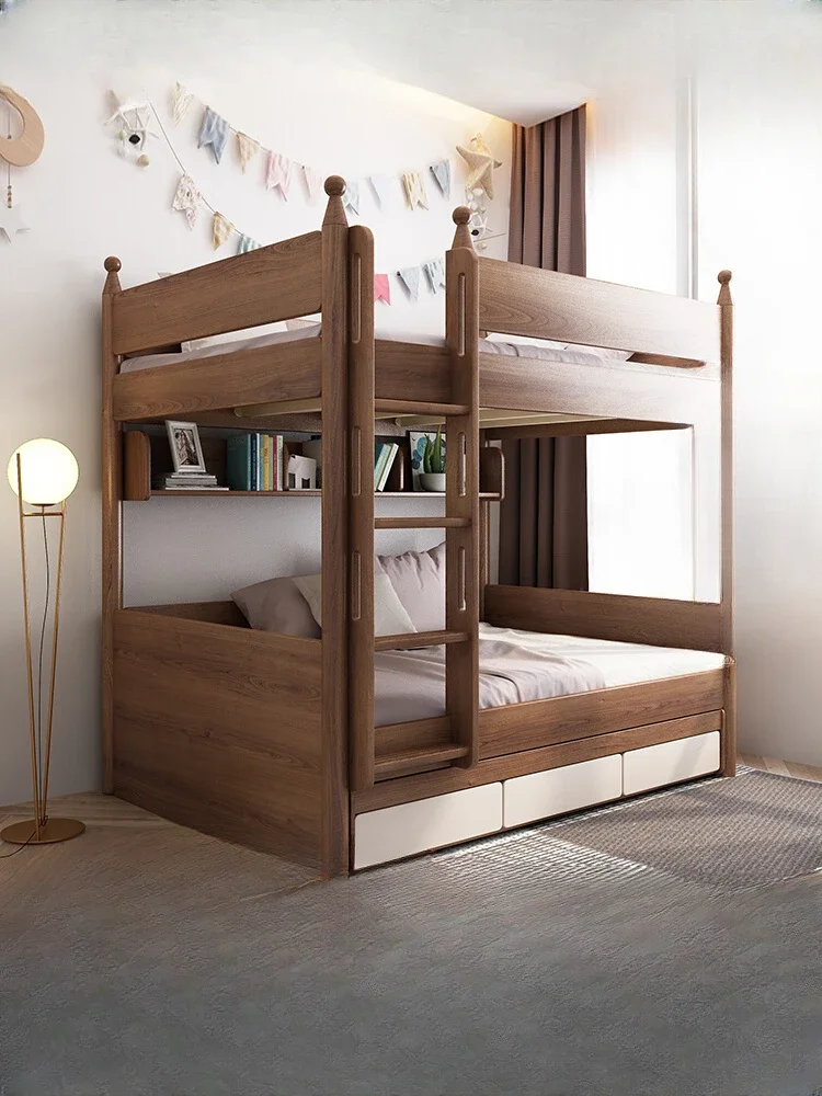 Triplets children's bed up and down Same width  Bunk  High and low Upper and lower bunk adult two-layer solid wood mother