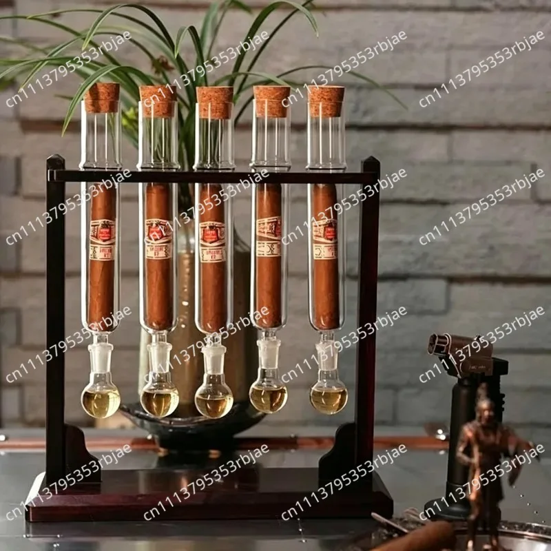 Cigar Tubes Humidor Sets With Cigar Flavor Infuser, Ball Base & Wooden Plug,cigar Incense Glass Tube Set, Chrismas Gifts