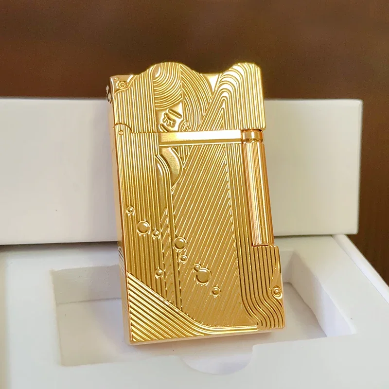 Gold Sleep Mermaid Pattern Vintage Gas Lighter Cigarette Smoking Kerosene Lighters Classic Sound Metal Lighters for Men