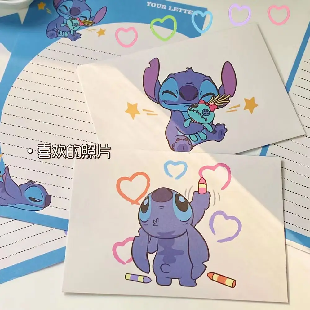 1 Set/4 Pcs Disney Stitch Paper Envelopes for Letter Paper Wedding Party Invitation Card Bag Letter Pads Cover Office Supplies