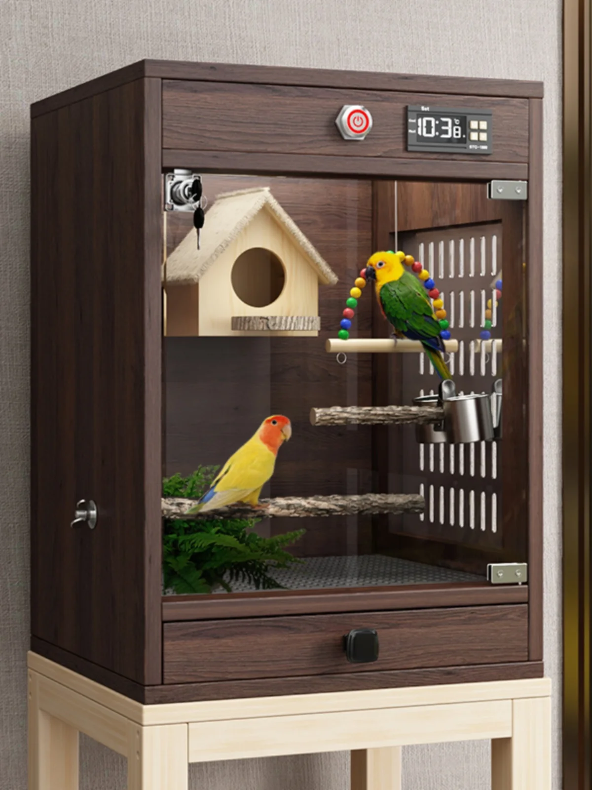 

Parrot cage incubator bird cage nest large with drawer solid wood budgie bird cage pet villa warm air