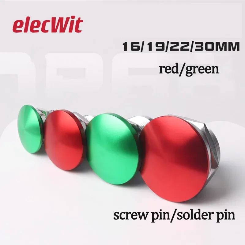 16 19 22 30mm Mushroom Head Button Switch Self Resetting Waterproof Red Green Momentary Latching Screw Pin Solder Pin