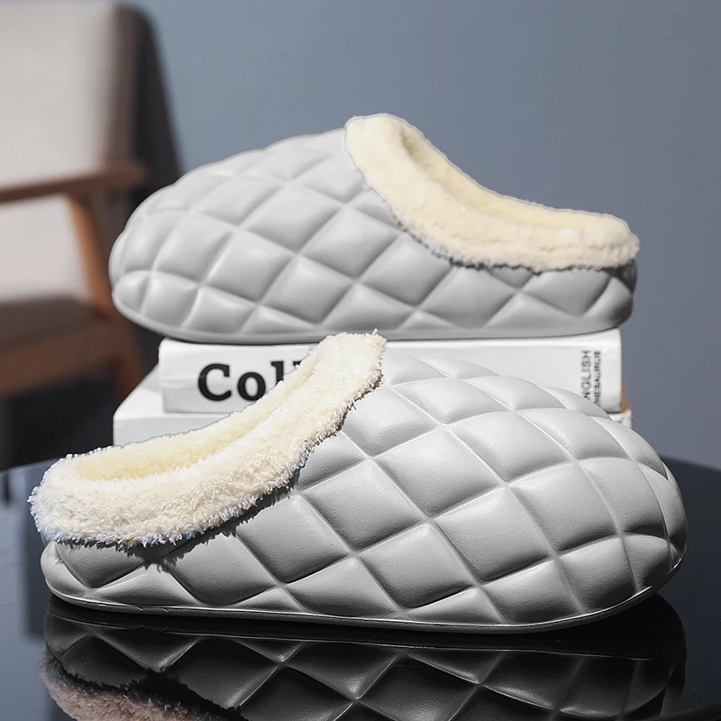 

Autumn Winter Men Women Cotton Slippers Outdoor Indoor Plush Flats Couple House Warm Shoes Male Non-slip Bedroom Cotton Slippes