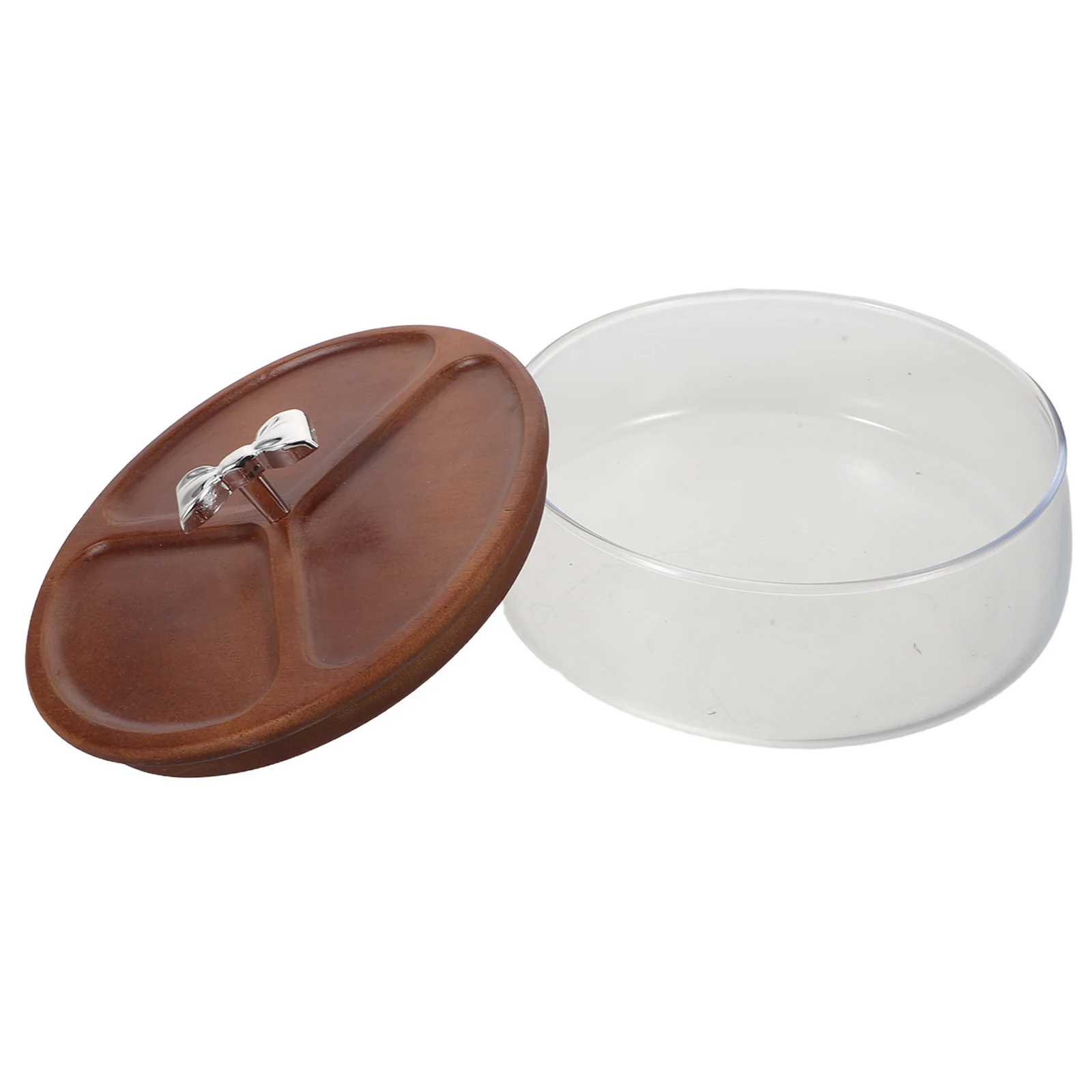 

1200Ml Snack Storage Clear Glass Fruit Bowl With Wood Lid For Kitchen Counter Glass Salad Serving Bowl For Party Nuts Desserts