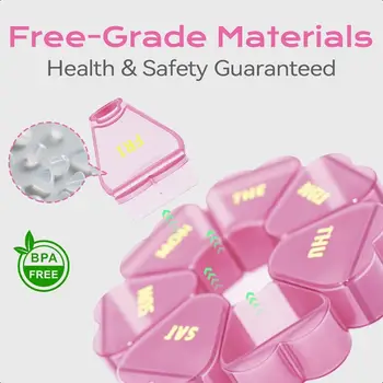 Organizér na pilulky týdenní roztomilý organizér na léky 7 dní velký denní box na pilulky na cesty pouzdro na dávkovač pilulek 1krát denně pro M 6 nejlepší prodej roztomilá krabička na léky - №4